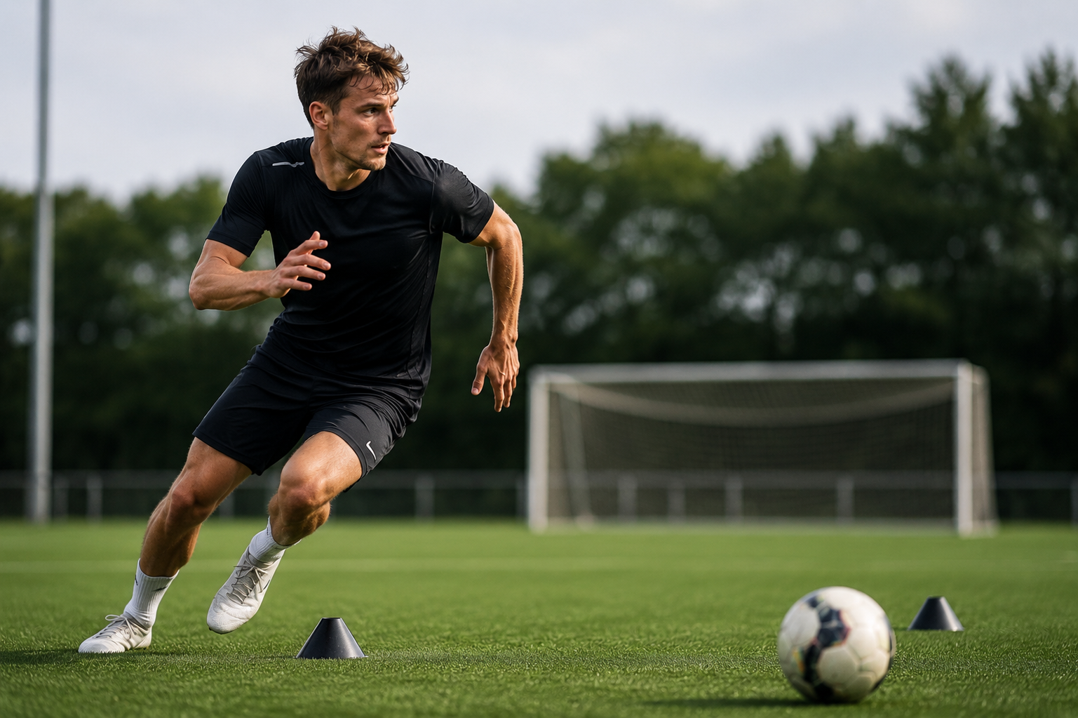 Fodboldspiller under sportstræning og genoptræning